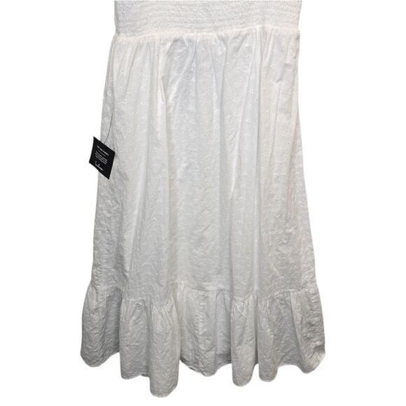 NWT Lulus Women's M Fairytale Feeling White Eyelet Tie-Strap Tiered Midi Dress - Picture 9 of 16
